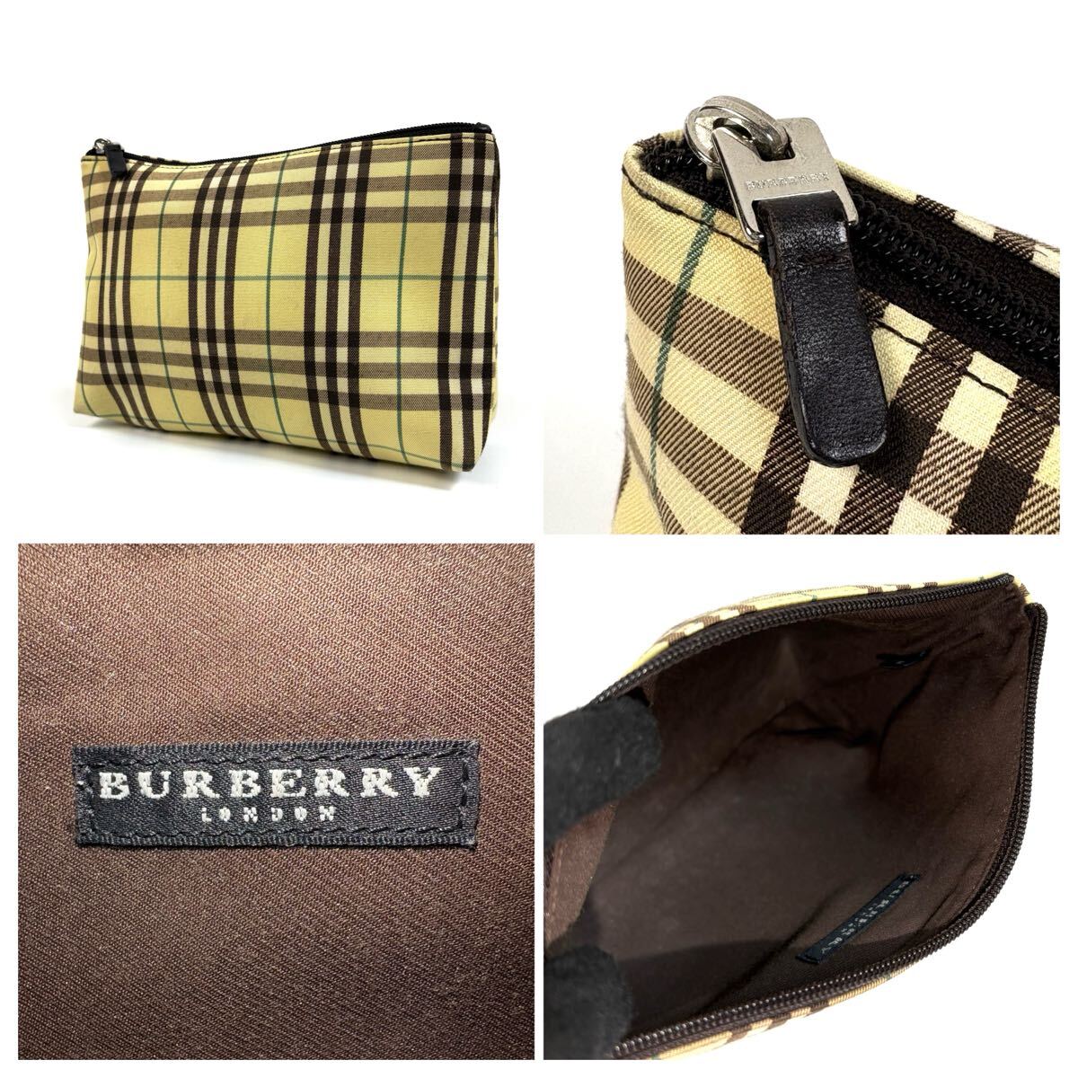 美品】BURBERRY バーバリー ノバチェック キャンバス レザー 美品】BURBERRY バーバリー ノバチェック キャンバス レザー