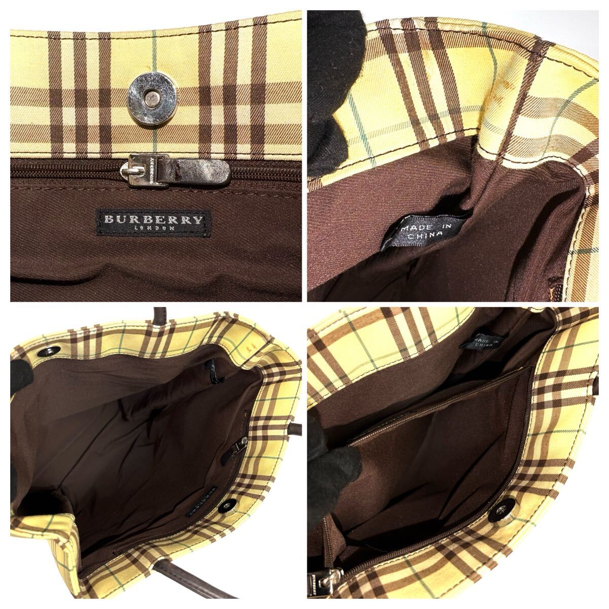 美品】BURBERRY バーバリー ノバチェック キャンバス レザー 美品】BURBERRY バーバリー ノバチェック キャンバス レザー