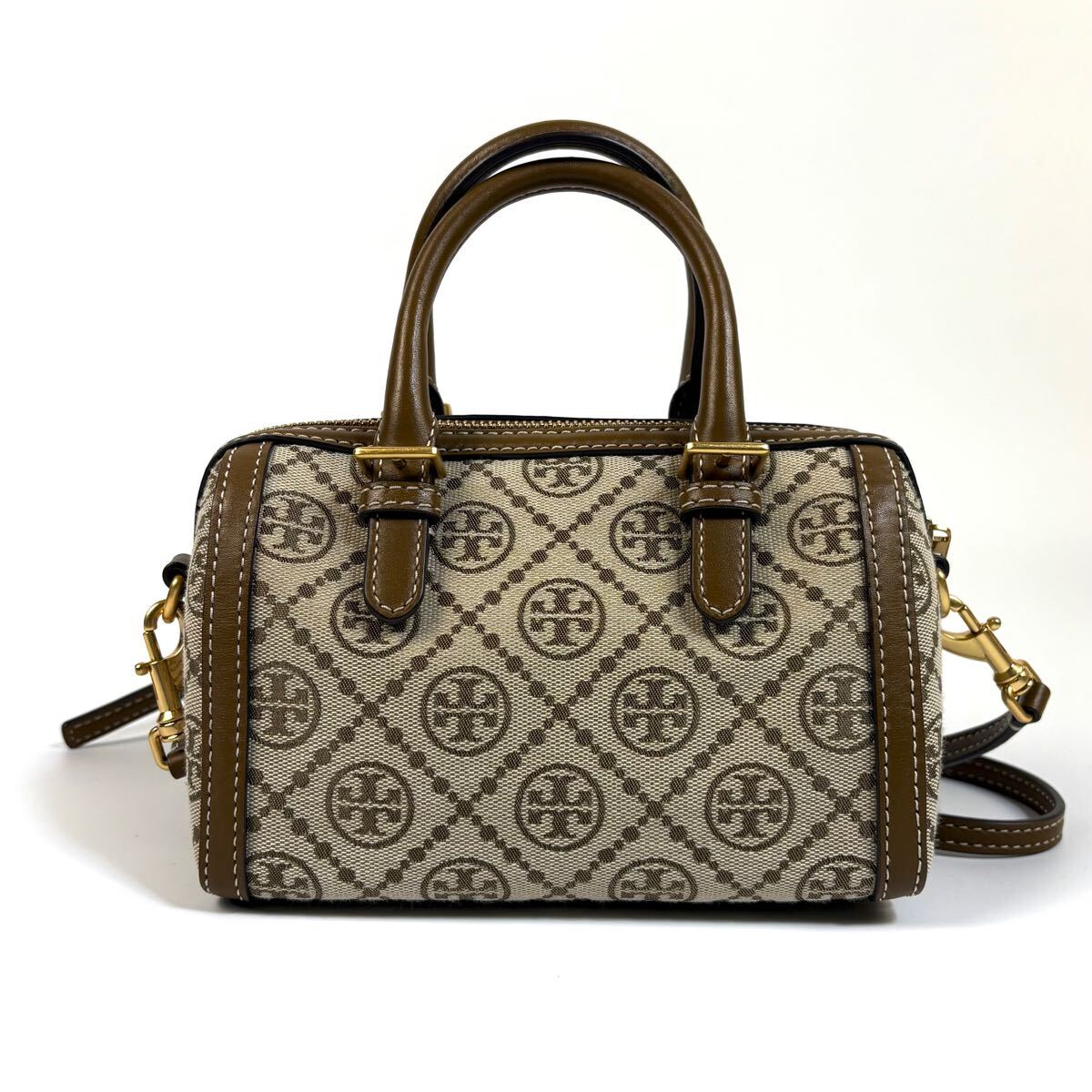 極美品】TORY BURCH トリーバーチ キャンバス レザー ジャガード 極美品】TORY BURCH トリーバーチ キャンバス レザー ジャガード