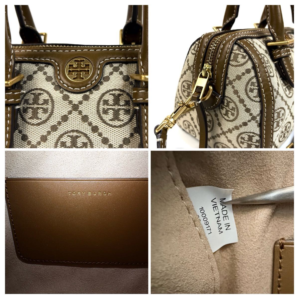 極美品】TORY BURCH トリーバーチ キャンバス レザー ジャガード 極美品】TORY BURCH トリーバーチ キャンバス レザー ジャガード