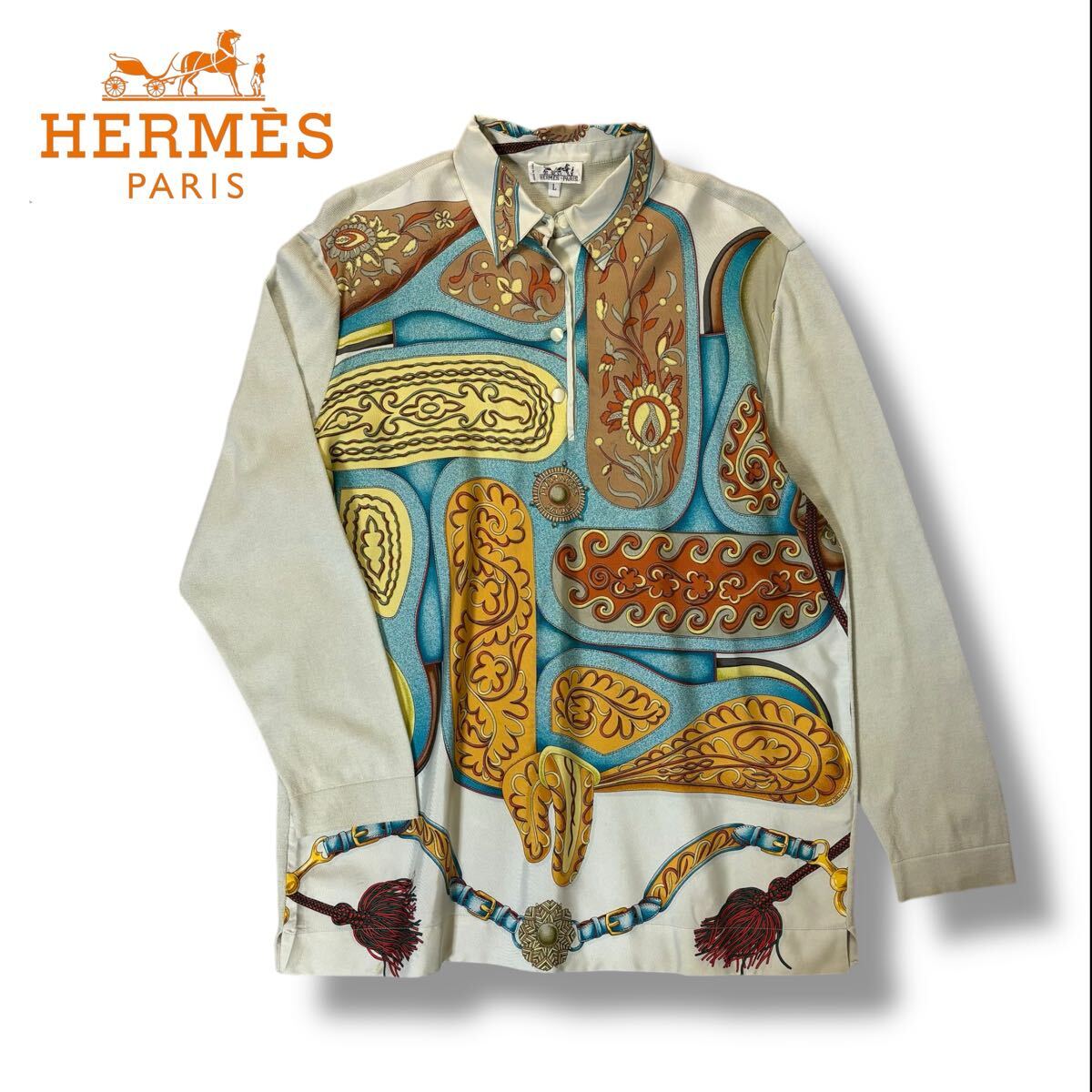 美品】HERMES エルメス シルク コットン ニット 切り替 トップス 美品】HERMES エルメス シルク コットン ニット 切り替 トップス