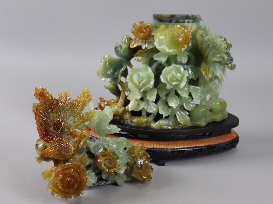中国古玩 唐物 翡翠玉石 菊鳳凰花鳥彫刻 蓋物 花瓶 香炉 置物 中国古玩 唐物 翡翠玉石 菊鳳凰花鳥彫刻 蓋物 花瓶 香炉 置物