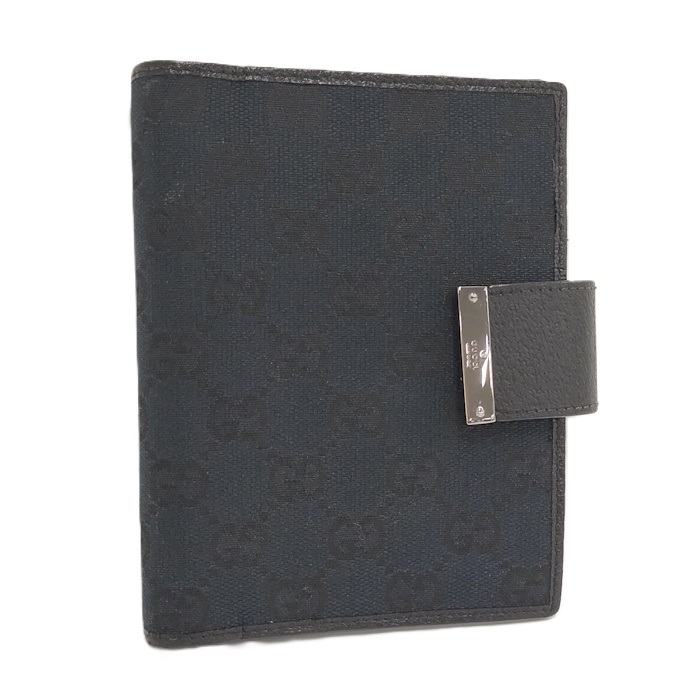 GUCCI 手帳カバー GGキャンバス レザー ブラック 115240