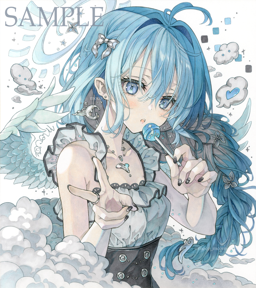 moco 手描きイラスト 「Sky Girl」/オリジナル/大色紙27.3×24.2 moco 手描きイラスト 「Sky Girl」/オリジナル/大色紙27.3×24.2