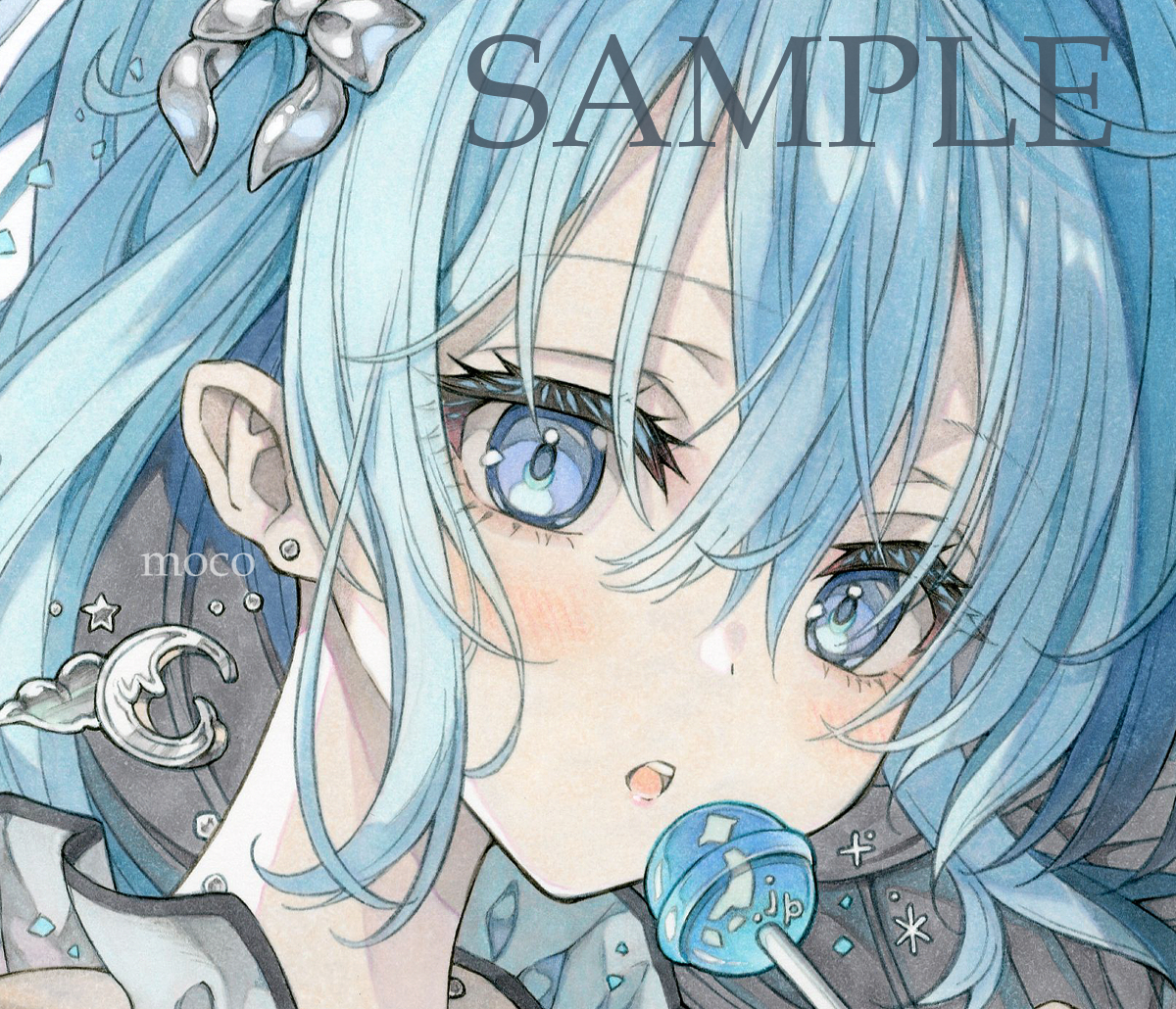 moco 手描きイラスト 「Sky Girl」/オリジナル/大色紙27.3×24.2 moco 手描きイラスト 「Sky Girl」/オリジナル/大色紙27.3×24.2