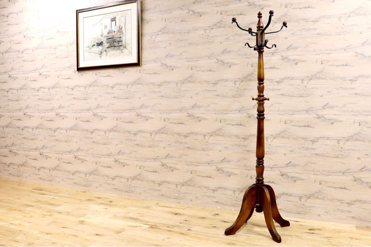 GMIK46○karimoku / カリモク コロニアル コートハンガー ポールハンガー 帽子掛け ポールスタンド 國(guó)産家具 オールドカリモク