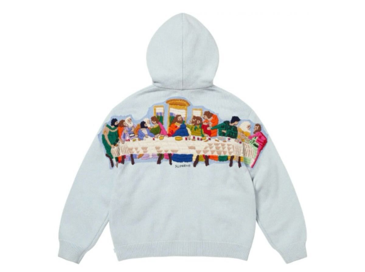 L Supreme Last Supper Embroidered Zip Up Hooded Sweater L Supreme Last Supper Embroidered Zip Up Hooded Sweater