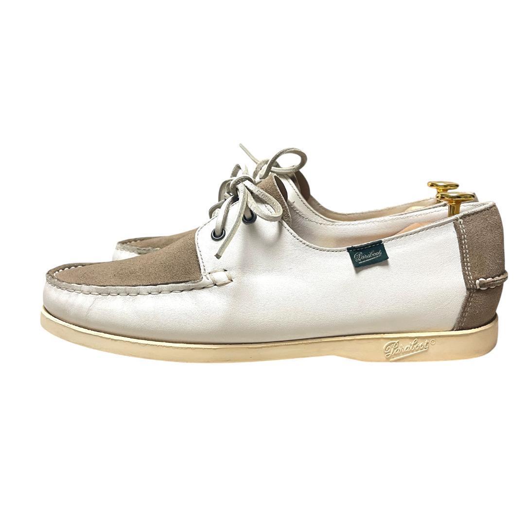 【別注】Paraboot パラブーツ トゥモローランド デッキシューズ ローファー 27.5 レザー スエード 白 ホワイト ベージュ