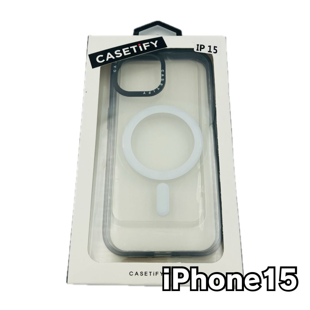 CASETiFY iPhone 15 ケース MagSafe　ブラック　スマイル CASETiFY Magsafe 対応ミラー iPhone 15 ケース [反射性 ⁄ 1.5mからの
