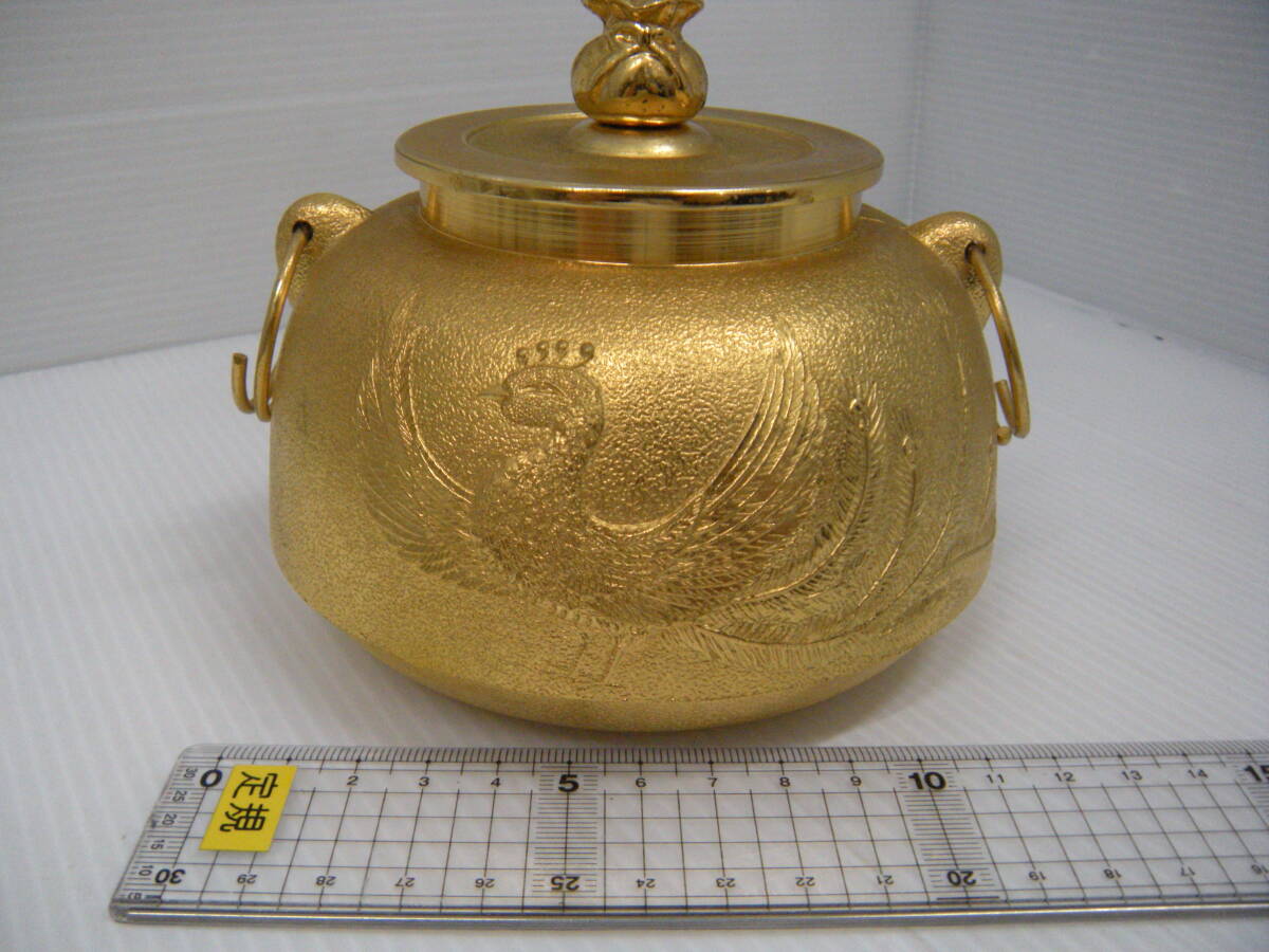 660 黄金 茶釜 鳳凰 縁起物 家運隆盛 分福茶釜 24K GP 純金 660 黄金 茶釜 鳳凰 縁起物 家運隆盛 分福茶釜 24K GP 純金