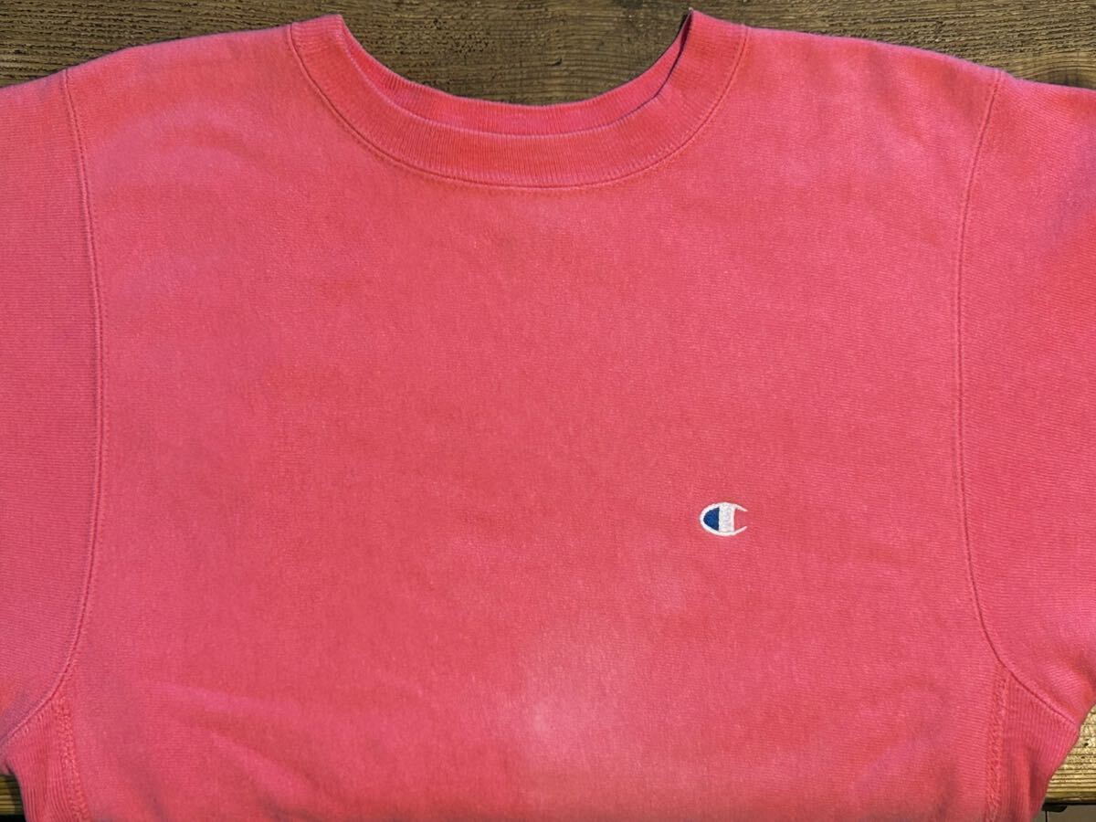 ☆チャンピオン 90s USA製 リバースウィーブ ピンク無地 刺繍 ☆チャンピオン 90s USA製 リバースウィーブ ピンク無地 刺繍
