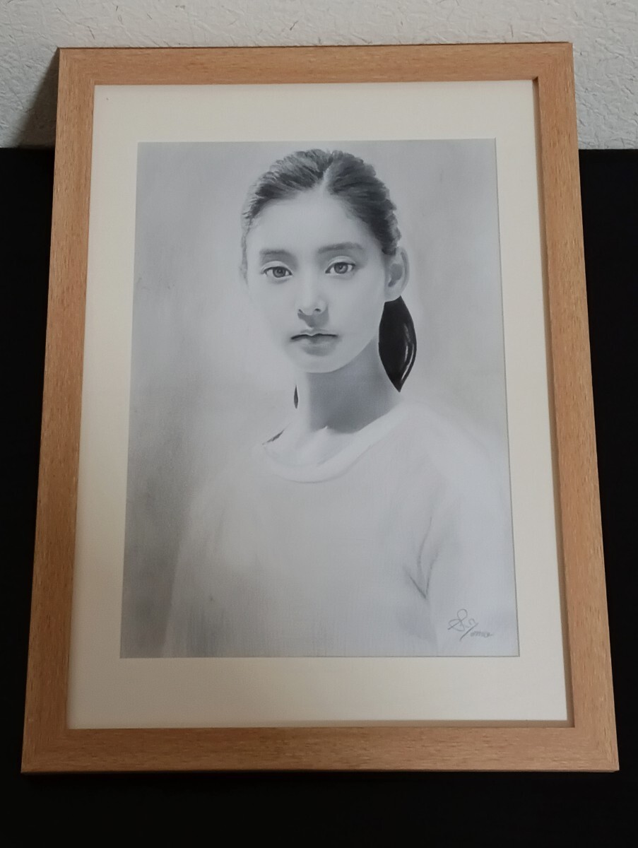 G3 真作 S.Tomo 直筆色鉛筆画 人物画 美人画 額付 22(鉛筆画 G3 真作 S.Tomo 直筆色鉛筆画 人物画 美人画 額付 22(鉛筆画