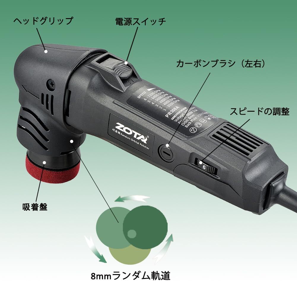 コンパクト 高品質ミニポリッシャー 50mm/75mm 福段変速 3000-72 コンパクト 高品質ミニポリッシャー 50mm/75mm 福段変速 3000-72