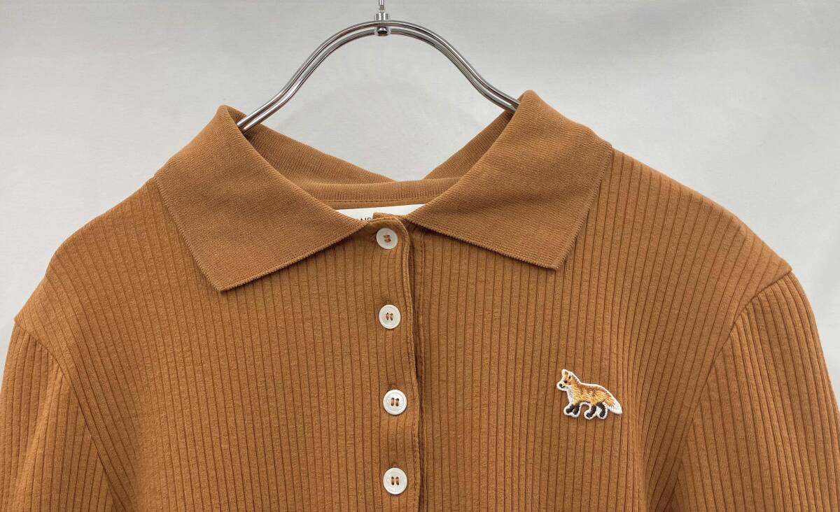 MAISON KITSUNE メゾンキツネ 半袖ポロシャツ MW00203KJ0134 ファインリブポロ S キャメル 夏