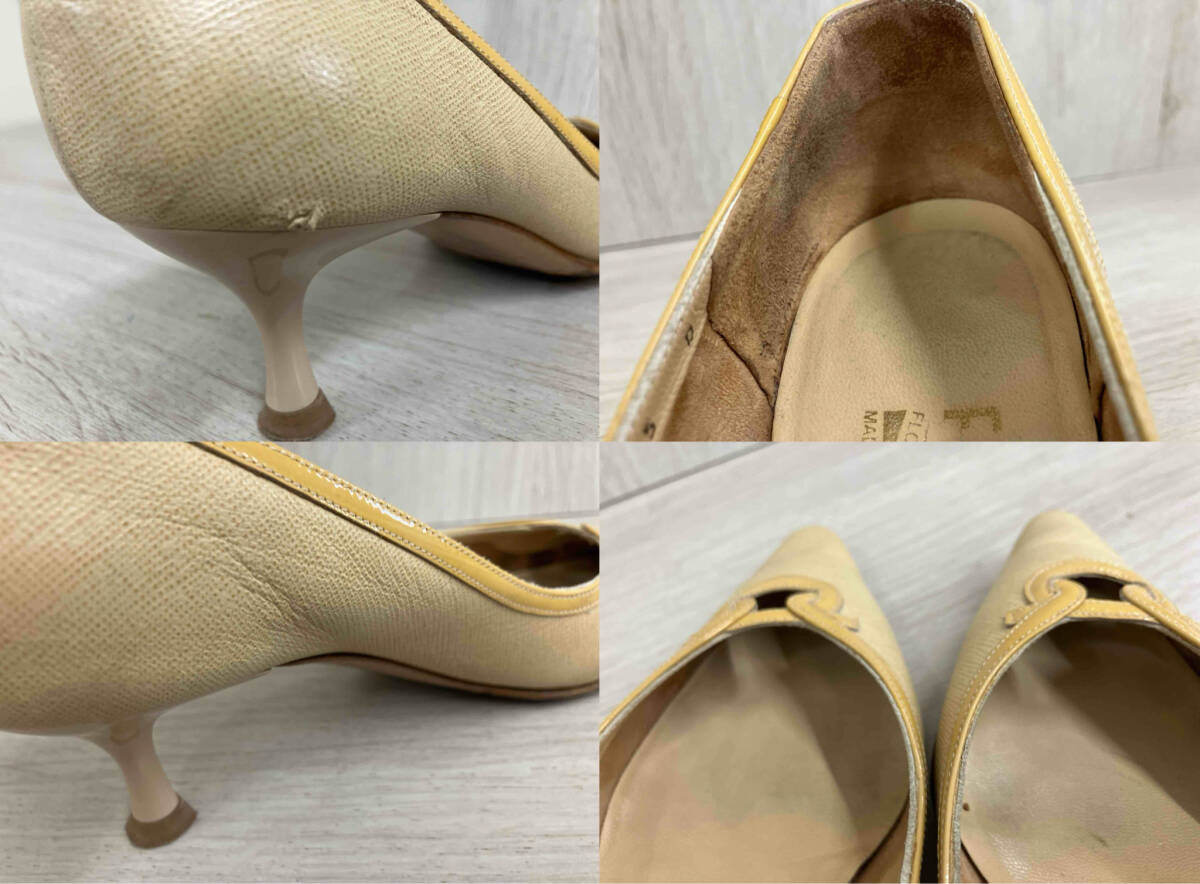 Salvatore Ferragamo ベージュ ヒール5㎝ DQ30872 A755 5 D 約23cm 箱無し