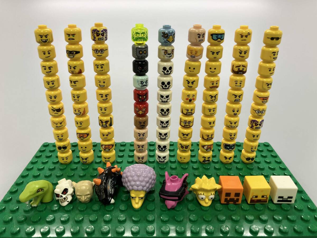 LEGO レゴ ミニフィグ用 ヘッド 頭 顔 パーツのみ 大量 100個 LEGO レゴ ミニフィグ用 ヘッド 頭 顔 パーツのみ 大量 100個