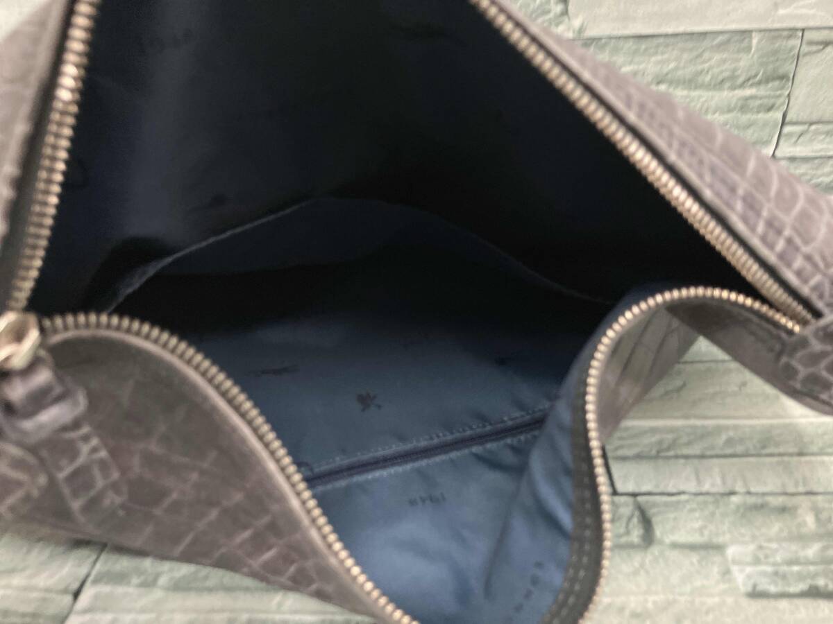 LONGCHAMP クロコ型押しレザー／GRY バッグ/ロンシャン/グレー