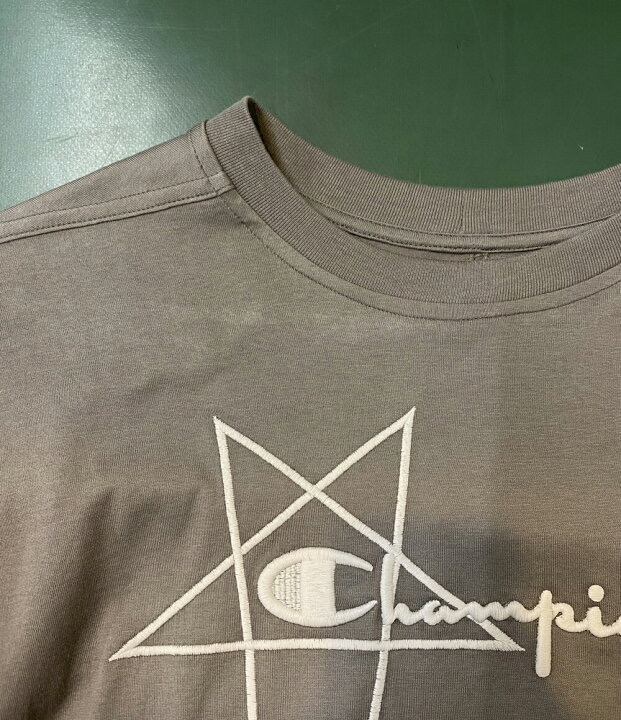 美品 RICK OWENS×CHAMPION フロントロゴワイドカットソー XS グレー リックオウエンス×チャンピオン