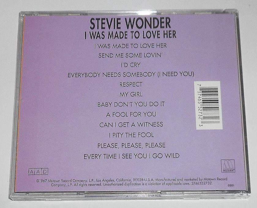 1991年US盤『I Was Made To Love Her：Stevie Wonder』スティーヴィー・ワンダー17才,1967年★全米2位 愛するあの娘に 収録_画像2