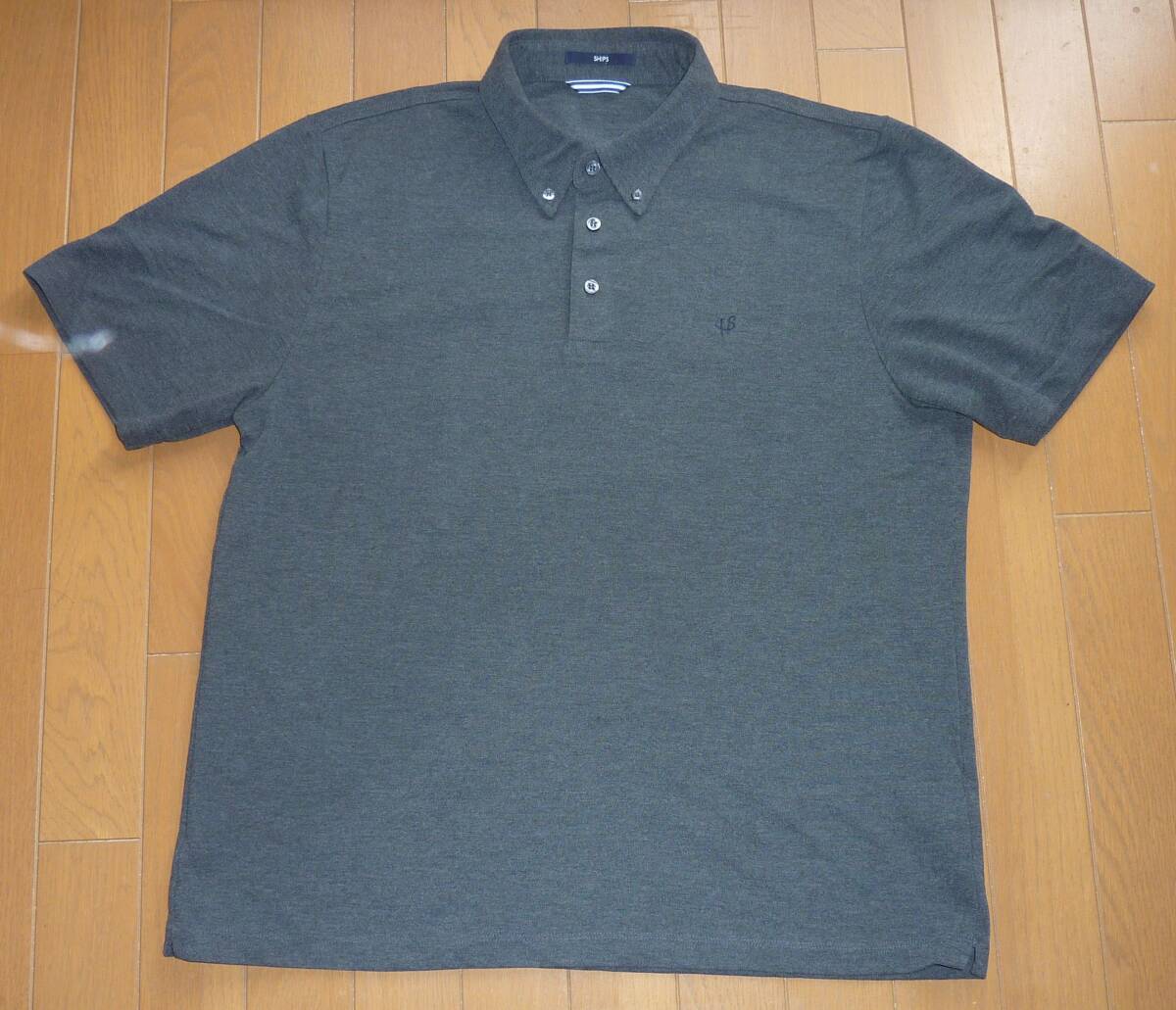 ◆◇SHIPS ボタンダウン ポロシャツ 吸水速干?UVケア Drymix(R) ワンポイントロゴ 半袖ポロシャツ 18ダークグレー XXL 2023SS 112-20-0008