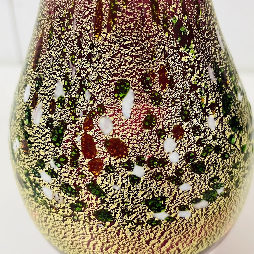 ☆黒木国昭☆ 花器 手吹きガラス 金赤金彩 「琳派」 国の卓越 ☆黒木国昭☆ 花器 手吹きガラス 金赤金彩 「琳派」 国の卓越