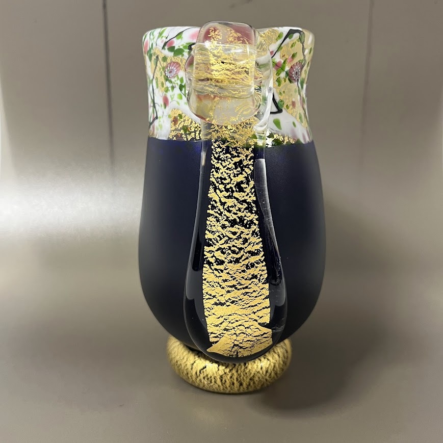 ☆黒木国昭☆ 花器 花瓶 金彩象嵌 光琳 グラスアート ガラス ☆黒木国昭☆ 花器 花瓶 金彩象嵌 光琳 グラスアート ガラス