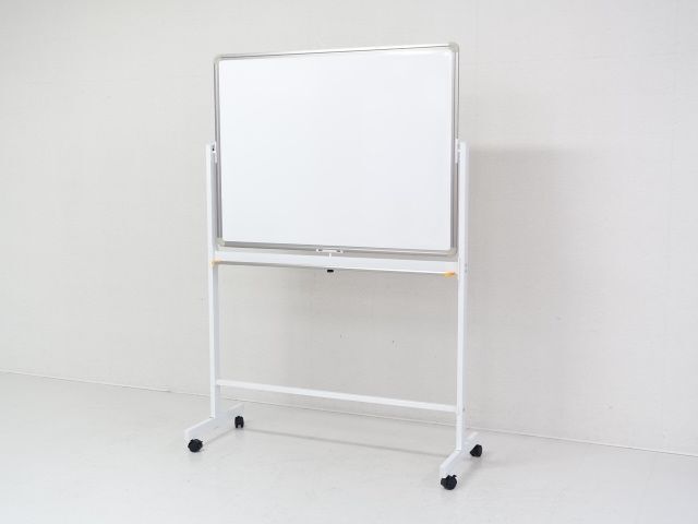 ◇ 送料無料 腳付き 両面 無地 回転式 ホワイトボード 1200x900 A面ホーロー / Ｂ面スチール 　送料込み　格安　高級エナメル　