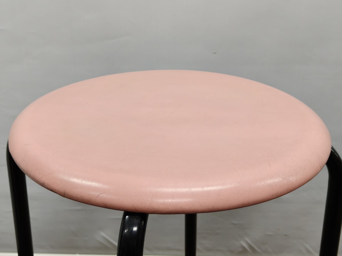 昭和レトロ 丸椅子 東海スチール パイプイス チェア 椅子 赤 昭和レトロ 丸椅子 東海スチール パイプイス チェア 椅子 赤