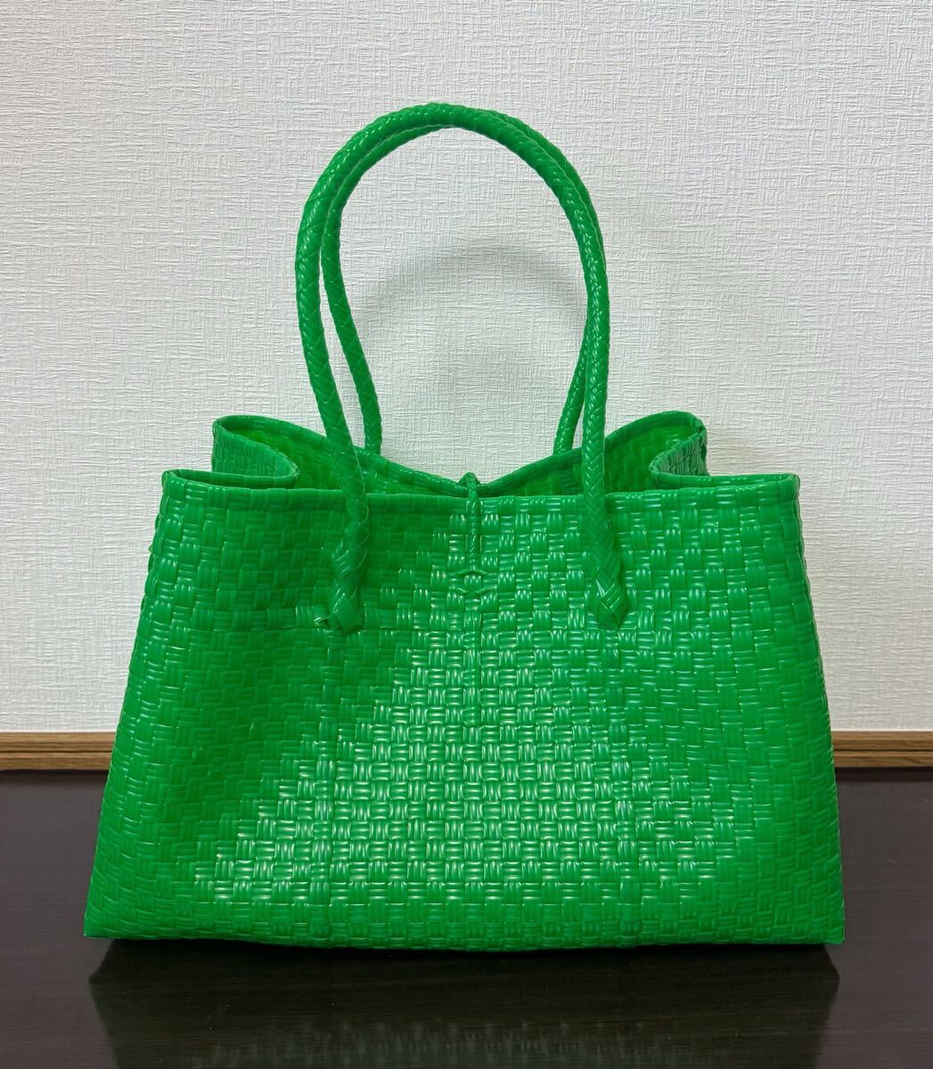 プラカゴ　メルカド　大容量　トートバッグ　ハンドメイド　パサールバッグ かごバッグ　XLサイズ　グリーン