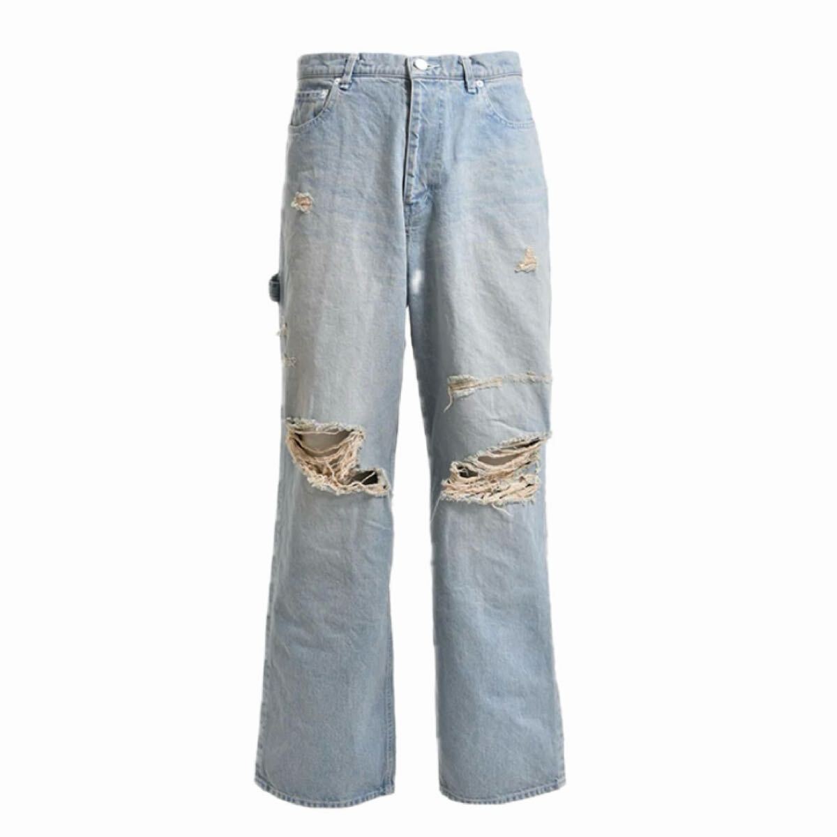SKINS】DAMAGED BAGGY DENIM PANTS バギー デニム スキンズ SKINS】DAMAGED BAGGY DENIM PANTS バギー デニム スキンズ