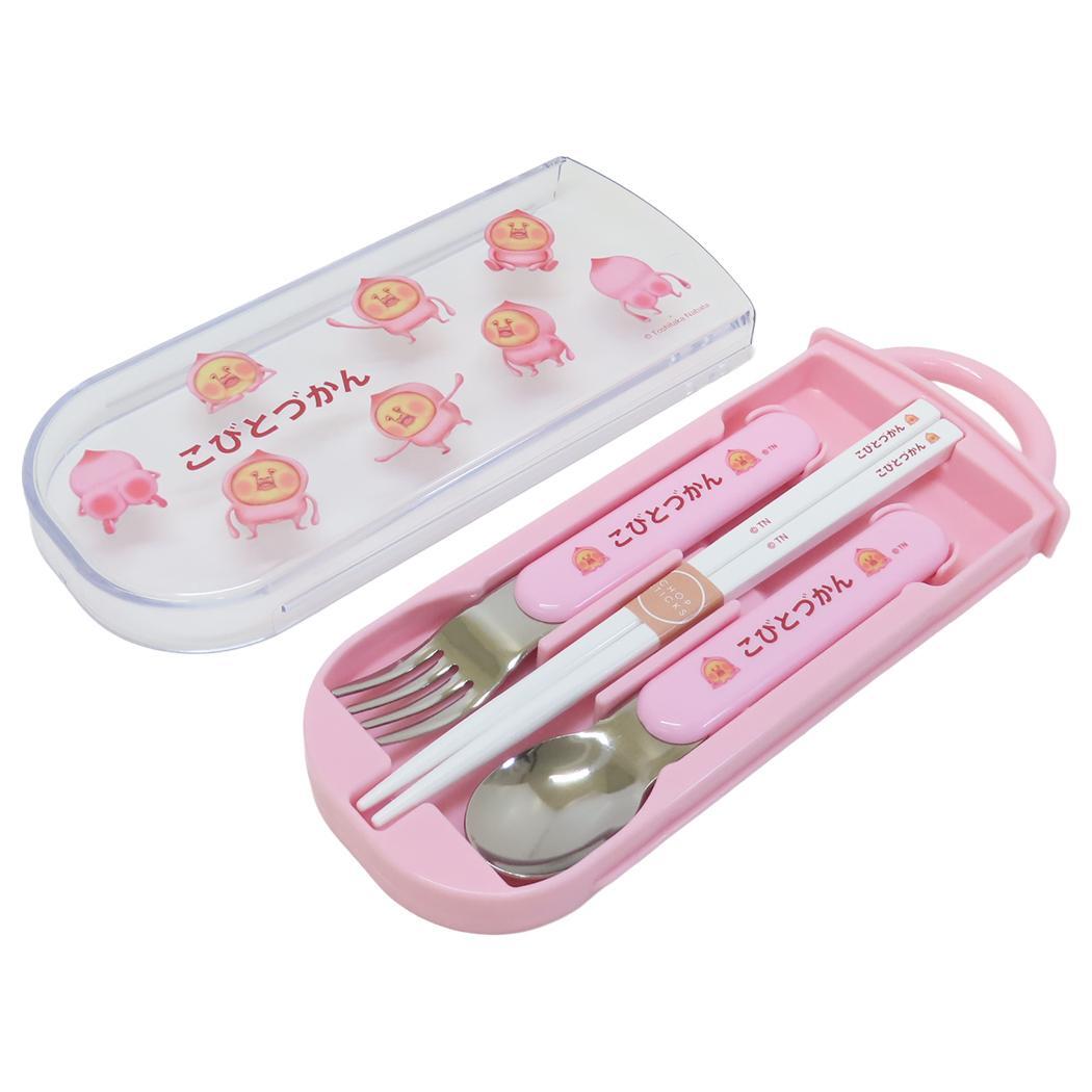 こびとづかん お箸＆フォーク＆スプーンセット 抗菌食洗機対応スライド式トリオセット カクレモモジリ スケーター 新学期準備 キャラ_画像1
