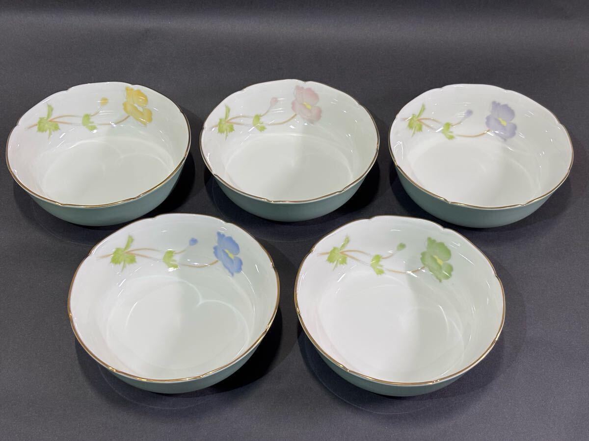 4-4-6 新品未使用品☆ 深川製磁 有田焼 小鉢揃 新ポピー13cm 4-4-6 新品未使用品☆ 深川製磁 有田焼 小鉢揃 新ポピー13cm