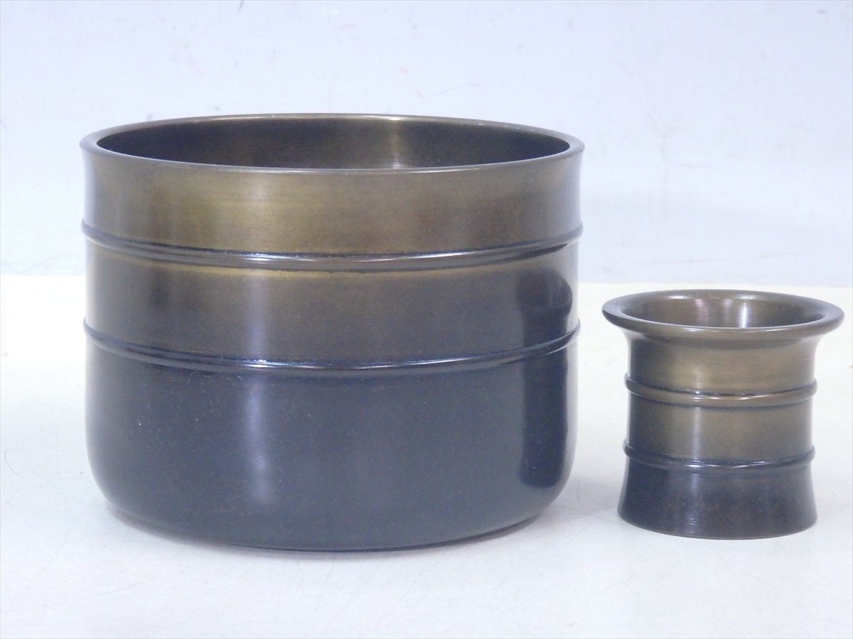 ☆高岡銅器 剛章作【鋳銅 皆具 共箱】4点重さ約3キロ 水指(幅 ☆高岡銅器 剛章作【鋳銅 皆具 共箱】4点重さ約3キロ 水指(幅