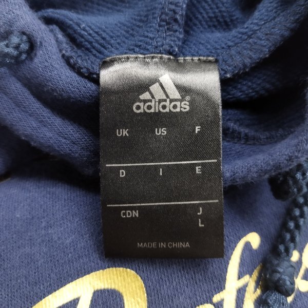 E117 adidas アディダス プロフェッショナル スウェット ビッゴ ロゴ パーカー フーディー スポーツ ネイビー系 メンズ サイズ L ゴールド