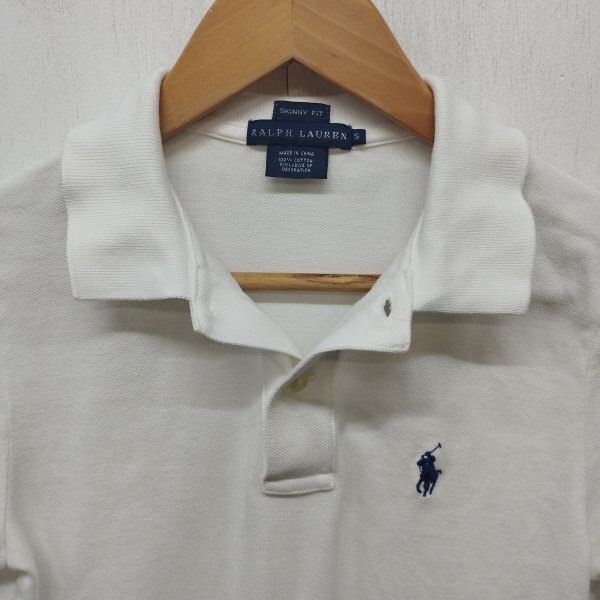 E120 RALPH LAUREN ラルフローレン ポロシャツ 半袖 ワンポイント ロゴ 刺繍 定番 コットン レディース ホワイト系 サイズ S