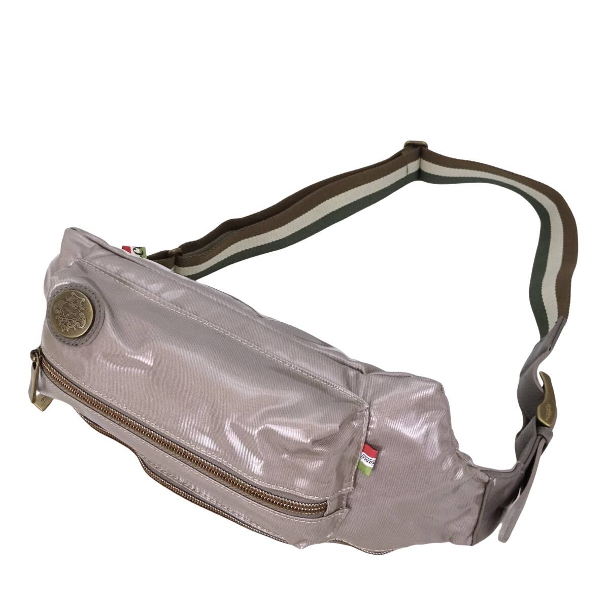 подлинный товар не использовался # Orobianco # сумка-пояс / серый PVC/ кожа / Gold / сумка "body" / сумка на плечо 