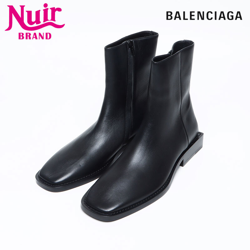 バレンシアガ BALENCIAGA ブーツ BBロゴ サイドジップ レザー バレンシアガ BALENCIAGA ブーツ BBロゴ サイドジップ レザー
