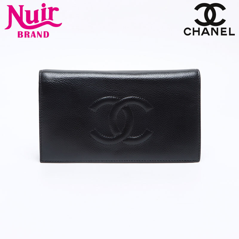 シャネル CHANEL 長(zhǎng)財(cái)布 ココマーク キャビアスキン レザー 2008-2009 ブラック