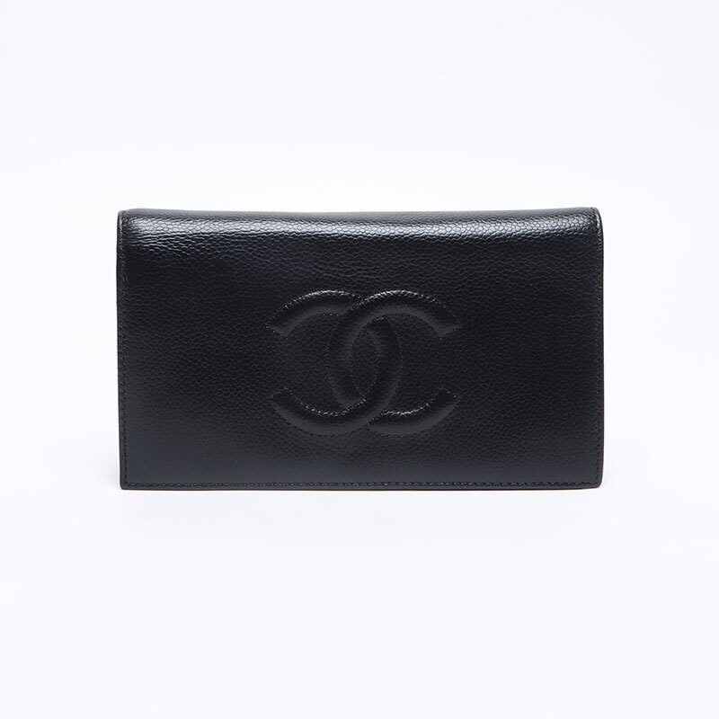 シャネル CHANEL 長(zhǎng)財(cái)布 ココマーク キャビアスキン レザー 2008-2009 ブラック
