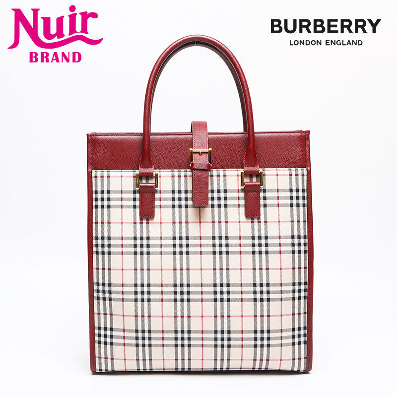 バーバリー BURBERRY ハンドバッグ ノバチェック キャンバス×レザー ベージュ