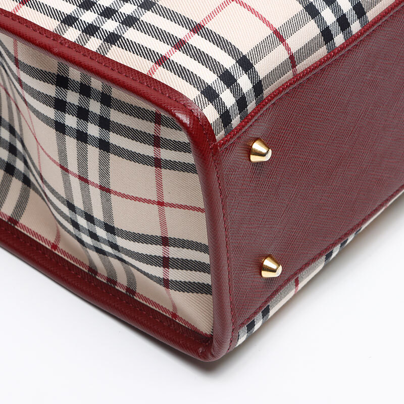 バーバリー BURBERRY ハンドバッグ ノバチェック キャンバス×レザー ベージュ