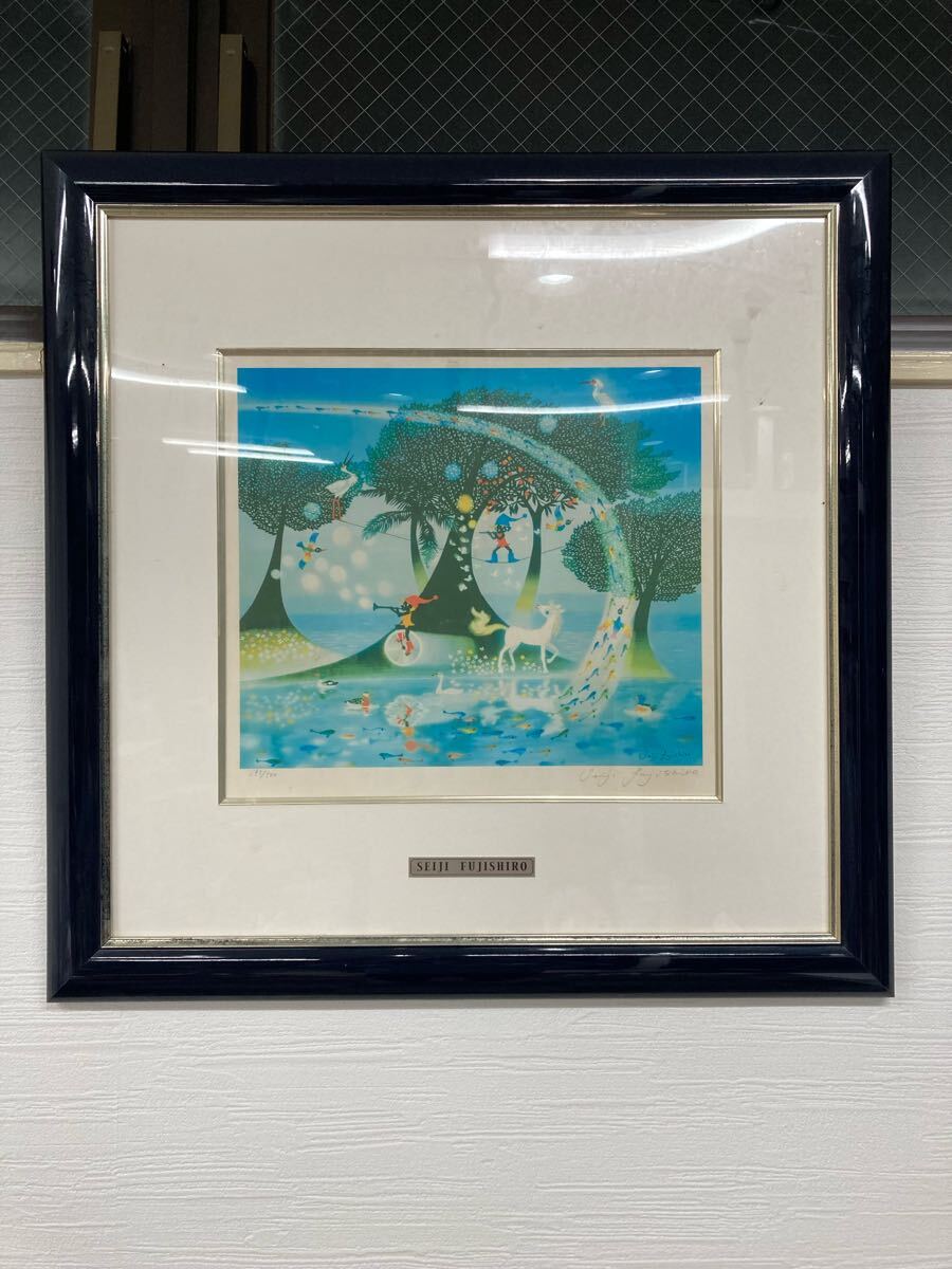 藤城清治オリジナルリトグラフ 直筆サイン 絵画 美術品 白い馬 藤城清治オリジナルリトグラフ 直筆サイン 絵画 美術品 白い馬