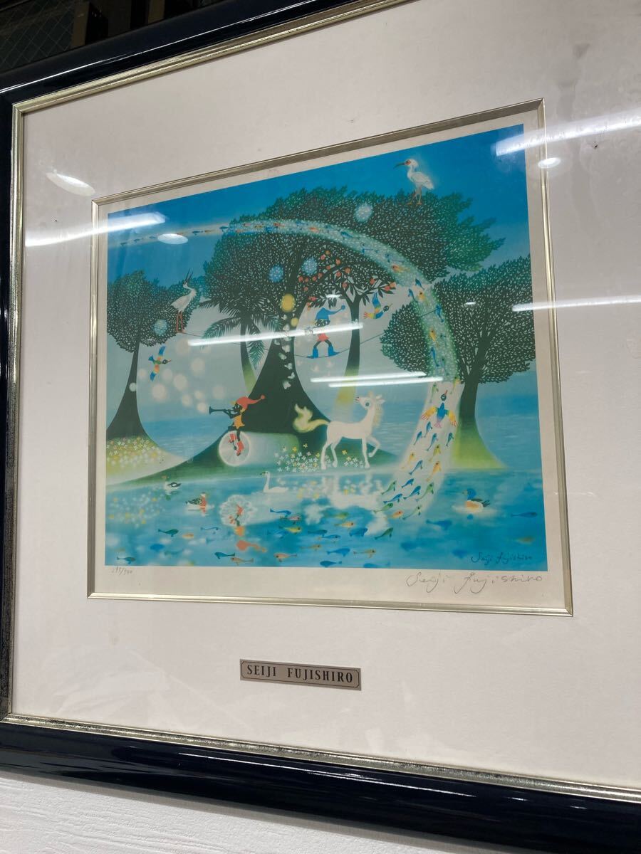 藤城清治オリジナルリトグラフ 直筆サイン 絵画 美術品 白い馬 藤城清治オリジナルリトグラフ 直筆サイン 絵画 美術品 白い馬