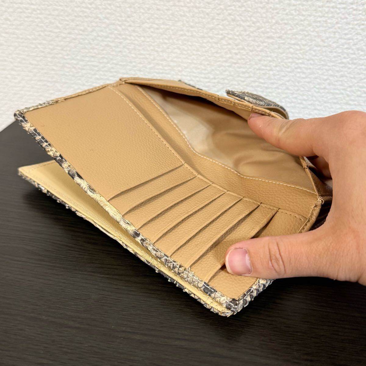 未使用品】本物 パイソン本革 長財布 ロングウォレット 小銭入れ 未使用品】本物 パイソン本革 長財布 ロングウォレット 小銭入れ