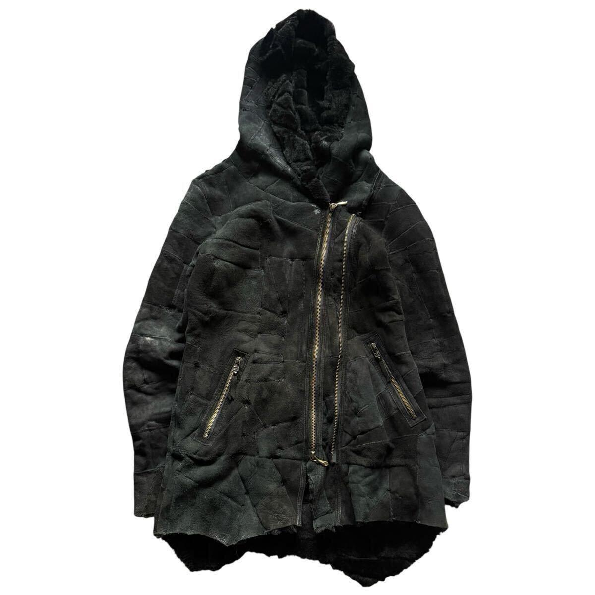 14th addiction Archive Hooded Mouton Leather Jacket 14th addiction Archive Hooded Mouton Leather Jacket