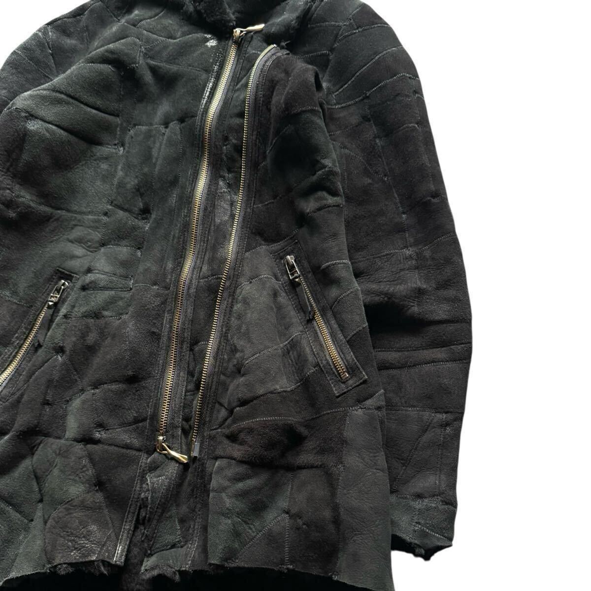 14th addiction Archive Hooded Mouton Leather Jacket 14th addiction Archive Hooded Mouton Leather Jacket