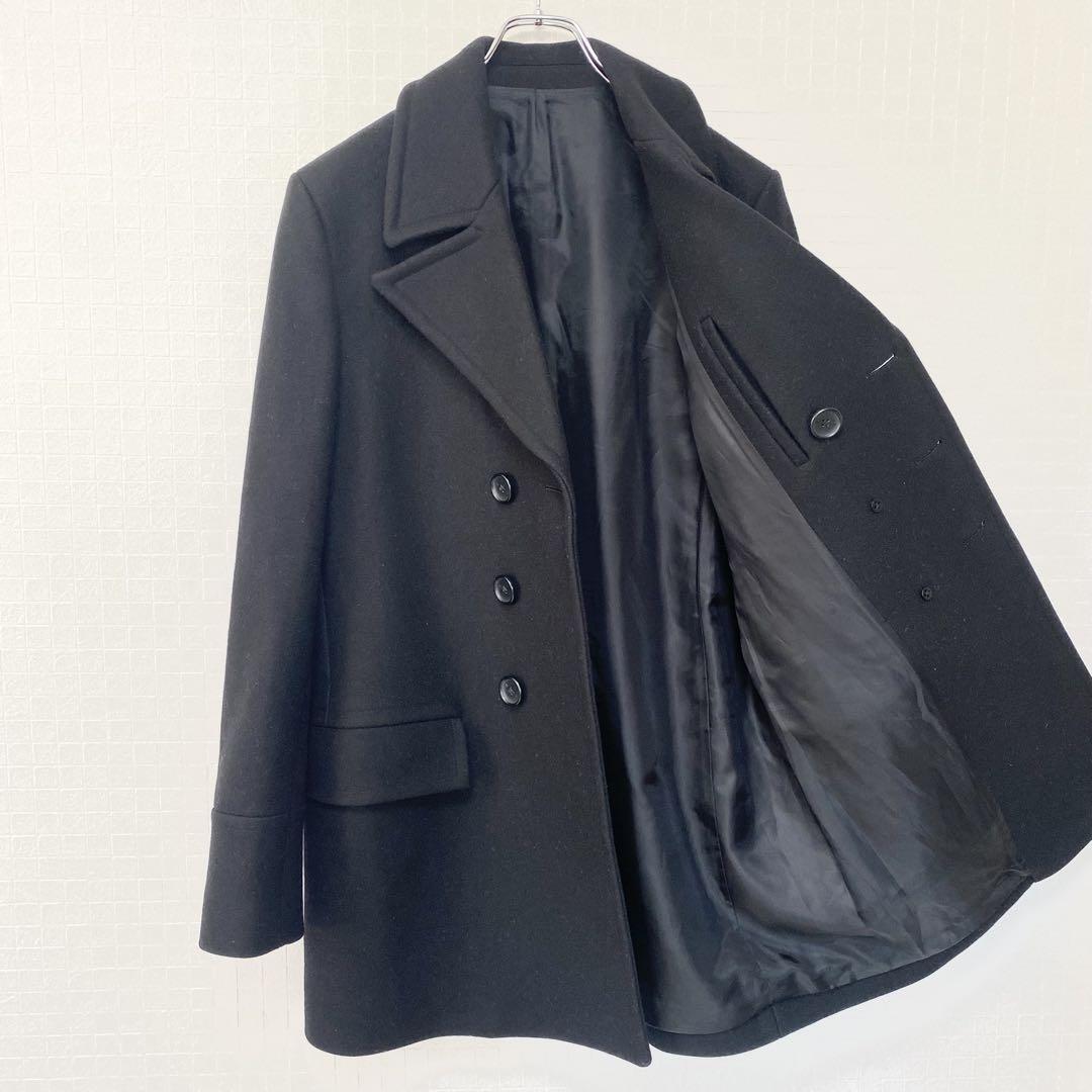 正規品】 BALENCIAGA メンズ ピーコート ブラック ウール サイズ 正規品】 BALENCIAGA メンズ ピーコート ブラック ウール サイズ