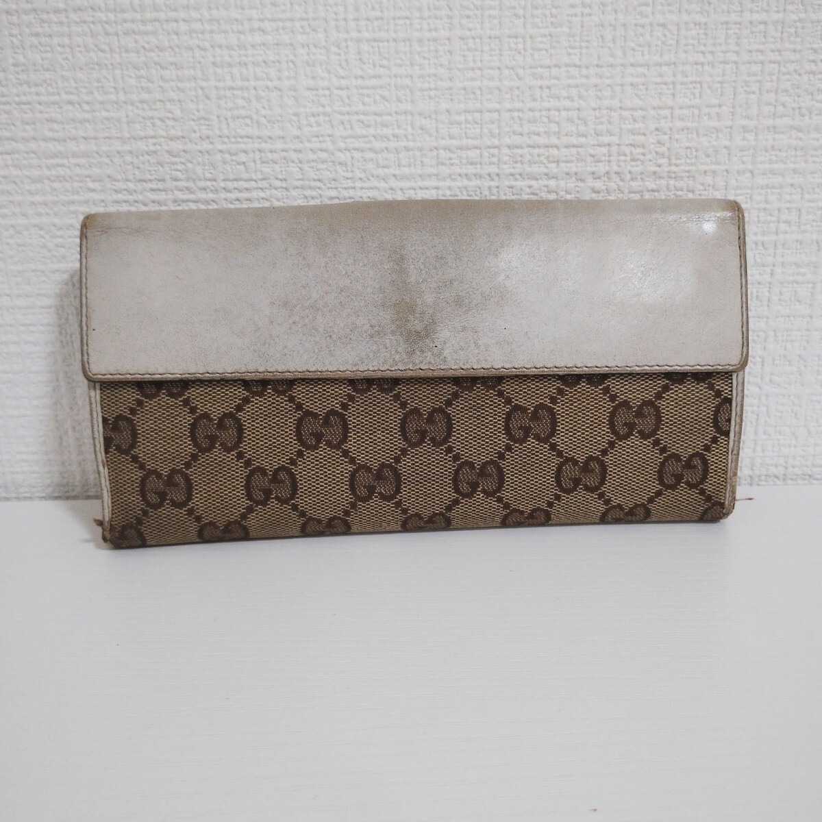 GUCCI グッチ 長財布 GGキャンバス レザー ベージュ Wホック GUCCI グッチ 長財布 GGキャンバス レザー ベージュ Wホック