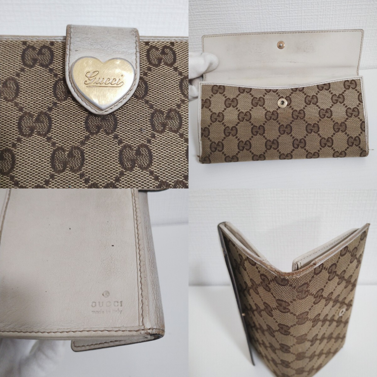 GUCCI グッチ 長財布 GGキャンバス レザー ベージュ Wホック GUCCI グッチ 長財布 GGキャンバス レザー ベージュ Wホック