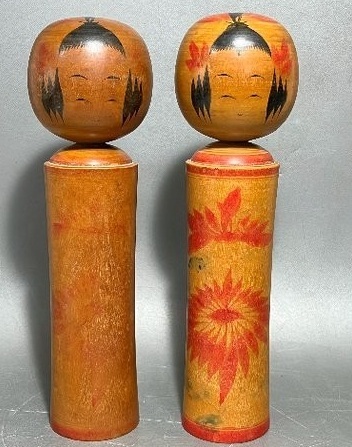 伝統こけし 鳴子系 大沼新兵衛 昭和29年 作 27cm 2点 伝統工芸 伝統こけし 鳴子系 大沼新兵衛 昭和29年 作 27cm 2点 伝統工芸